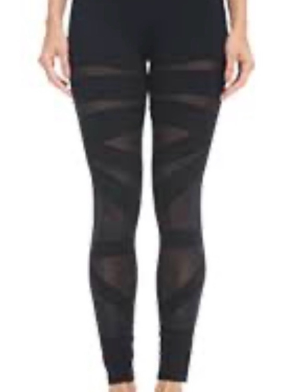 High-Rise Black Mesh-Panel Leggings for Women